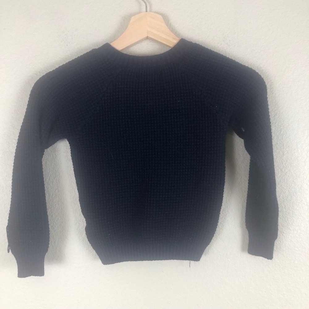 Atlas Waffle‎ Knit Sweater Boy X Small Blue Crew Neck Long Sleeve School Uniform